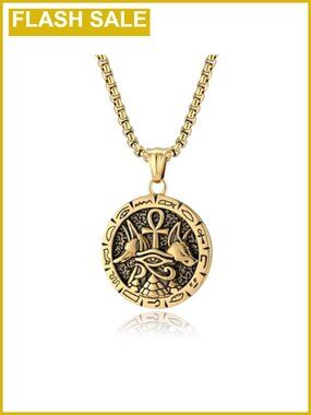 Stainless Steel Ankh Cross Pendant Necklace 24 Inch Cable Chain